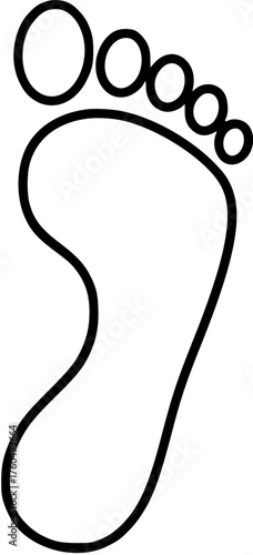 Footprint simple line icon representing human feet mark, walking, hiking, or tracking in minimalist style.