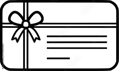 Gift card with ribbon line icon for holiday or special occasion