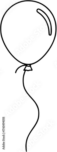 Single balloon with string in a minimalist line art style for celebration designs