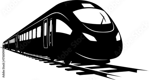 High speed train silhouette icon on white background
