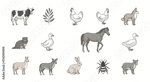 Icon set for design material and graphic resource UI and UX such as travelling, music, business etc.