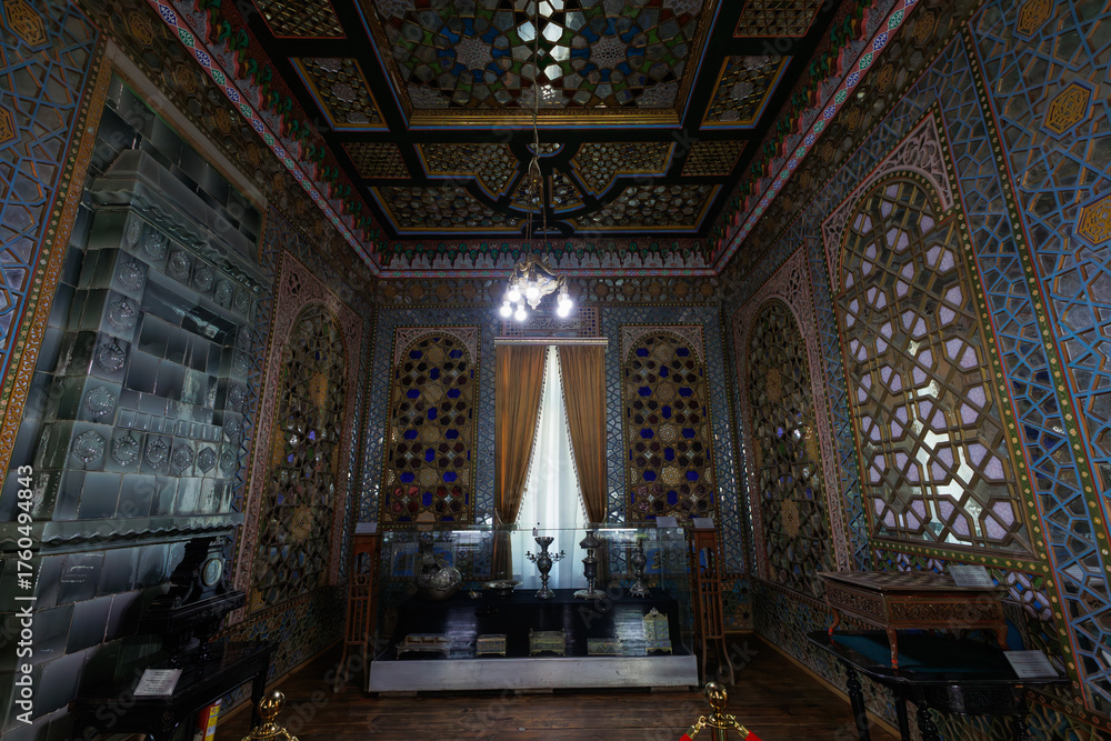 Obraz premium Guest room of Sitorai Mokhi-Khosa Palace in Bukhara, Uzbekistan