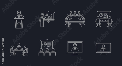 Icon set for design material and graphic resource UI and UX such as travelling, music, business etc.