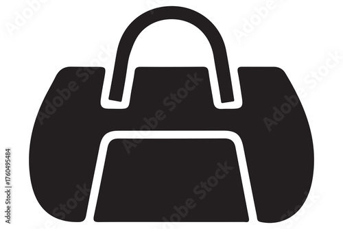 Duffel Bag Icon – Black Vector Gym and Travel Bag Symbol for Fitness, Sports, and Luggage Designs