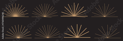Sun star rays, burst. Radial circle radiation lines. Circulars lines beams. Spokes with radiating stripes grid. Vector graphic. Abstract illusion geometric pattern