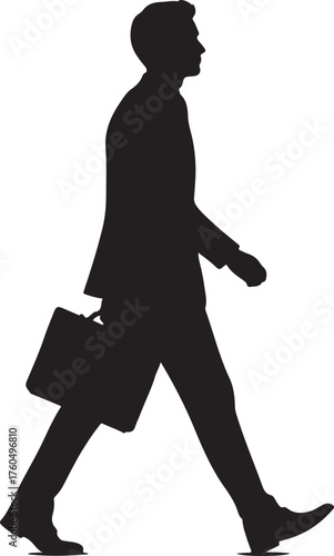 Silhouette of a Businessman Walking with Briefcase on Transparent Background Career Path Corporate Commute Professional Journey Business Trip Executive Lifestyle