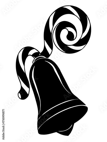 Christmas bell and candy cane silhouette vector illustration festive holiday icon design