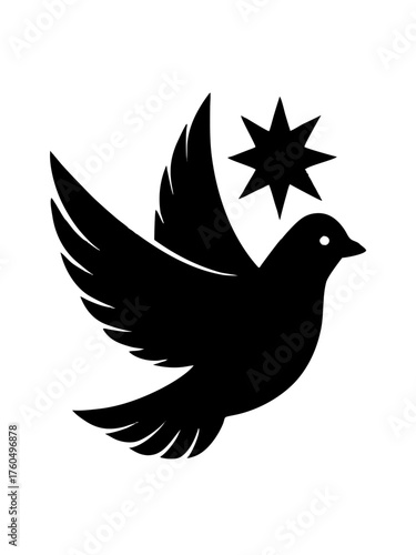 Silhouette of a dove merging with a star symbol vector illustration scalable eps icon