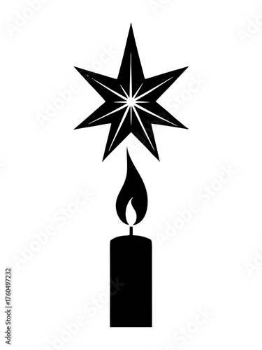Christmas candle flame silhouette star vector graphic scalable icon holiday celebration