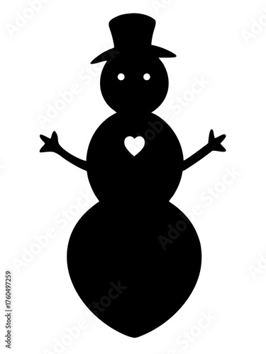 Joyful snowman silhouette heart illustration vector scalable eps icon for winter holidays