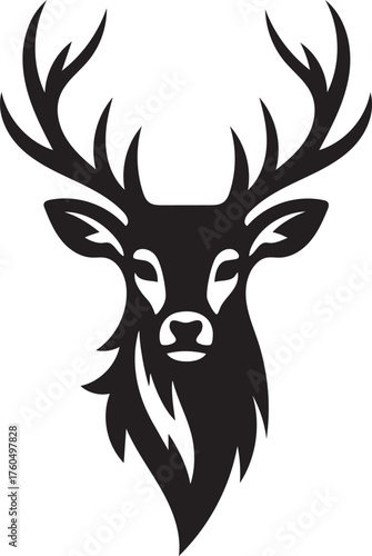 Stylized Deer Head Silhouette Vector Icon - Stag Buck Logo for Hunting and Outdoors