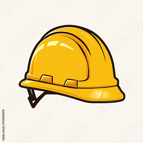 Yellow safety construction helmet hard hat illustration with reflective highlights detailed vector icon design for industry safety gear concept