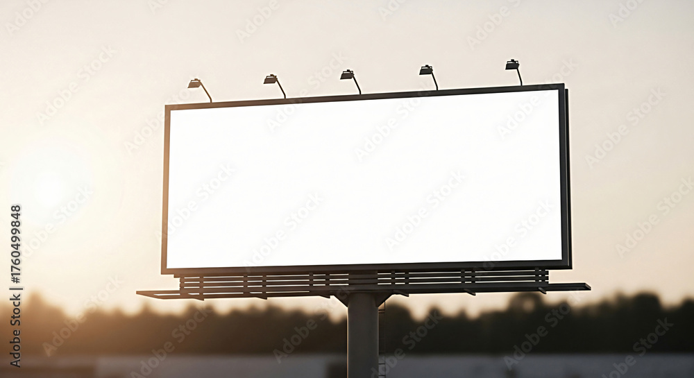 Fototapeta premium Blank Billboard Against Sunset Sky Mockup for Advertising