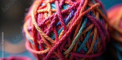 Wallpaper Mural Intricately Stitched Colorful Yarn Ball Close-Up Vibrant Texture for Craft and Textile Projects Torontodigital.ca