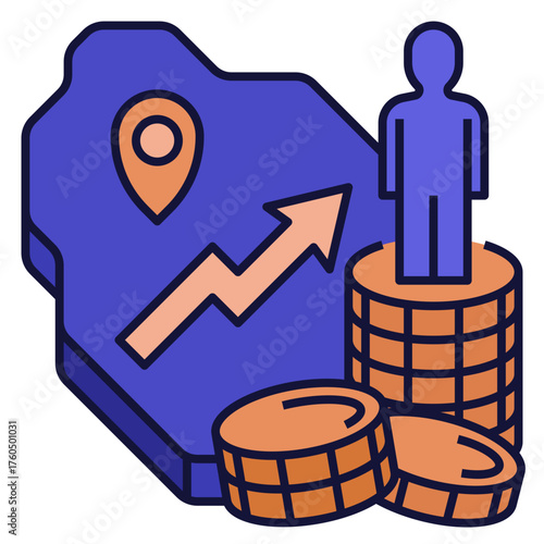 Gross Domestic Product Icon Filled Outline Style