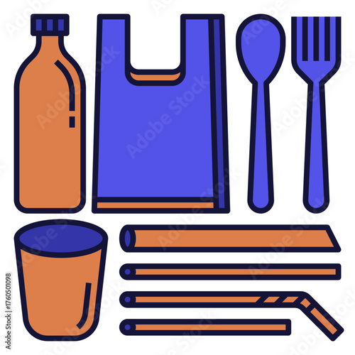 Plastics Icon Filled Outline Style