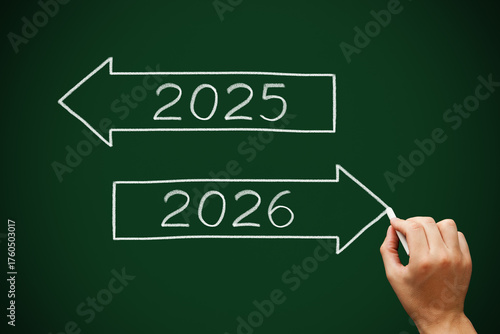 Goodbye 2025 Happy New Year 2026 Arrows Concept