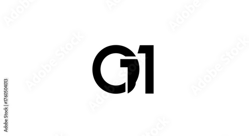 Free Download Abstract Monogram Logo Design Featuring the Letters G and Number One Isolated on White Background - GFXLoad