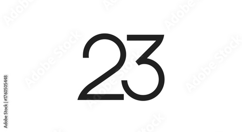 Elegant minimalist design featuring the number twenty-three in a modern sans-serif font