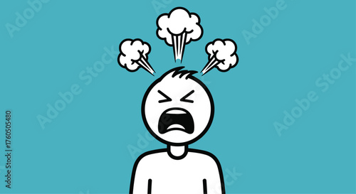 Experiencing ultimate frustration with steam coming out of head in cartoon illustration, perfect for expressing stress, anger, or burnout in a fun way