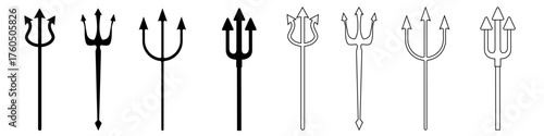 Trident devil icon vector set. pitchfork illustration sign collection. hell symbol.