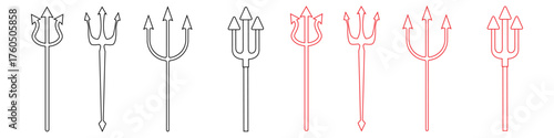 Trident devil icon vector set. pitchfork illustration sign collection. hell symbol.