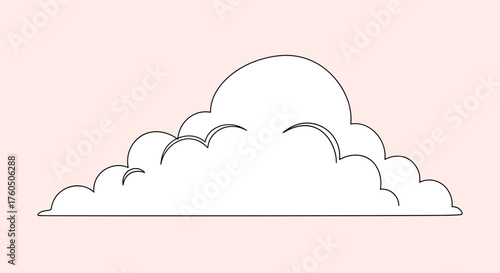 A simple white cloud floats gently in the soft pink sky on a peaceful day.