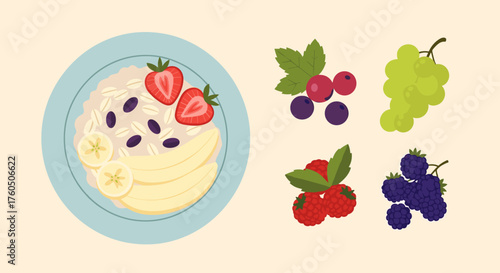 A healthy breakfast bowl with fresh fruits and grains.