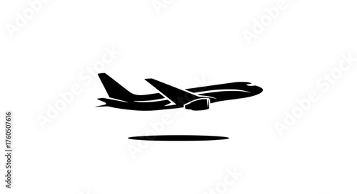 Sleek airplane taking flight symbolizes ambition and new journeys, perfect for travel, business, or personal growth concepts, a modern and clean aviation graphic