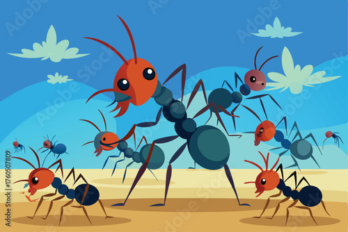 Ant Colony Illustration – Insect Life, Nature Scene, and Cartoon Ant Characters