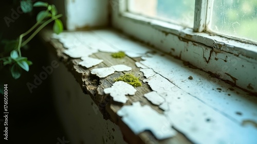Old windowsill and extension of greenery