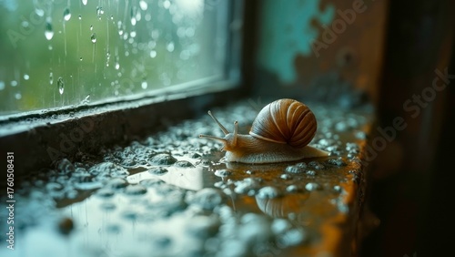 Window sill snails and rainy scenes