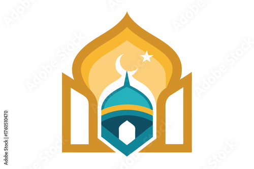 Mosque Illustration – Islamic Architecture, Religious Building, and Cultural Heritage Design