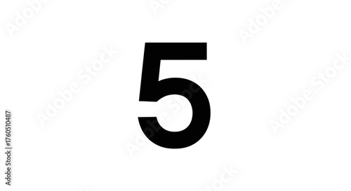 Bold Black Number Five on White Background Minimalist and Modern Design Approach
