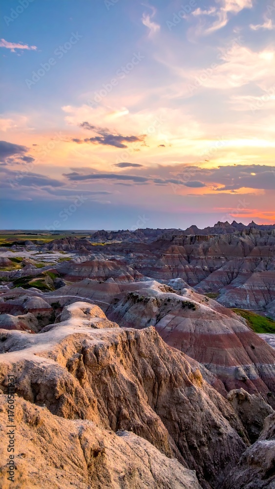 Naklejka premium Colorful badlands sunset vista
