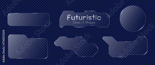 Futuristic transparent liquid glass ui  buttons and elements 