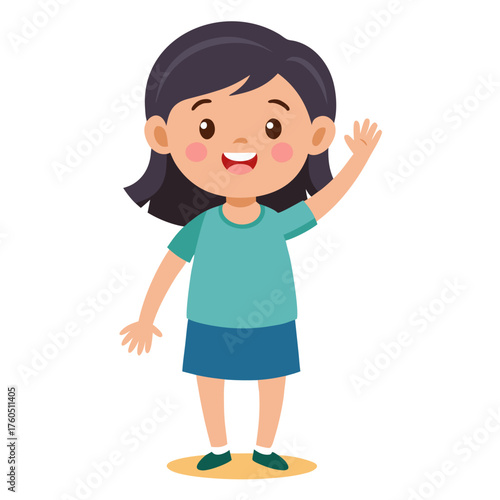 Girl waving hello vector on white background