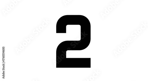 Bold Number Two Graphic Illustration in Black and White for Creative Designs