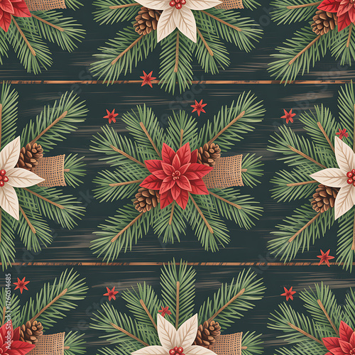 Seamless christmas floral pattern design digital artwork holiday decor festive vibes elegant background