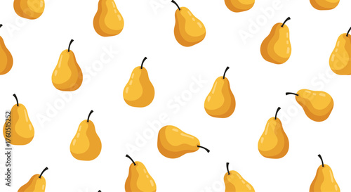 A repeating pattern of yellow pears on a white background.
