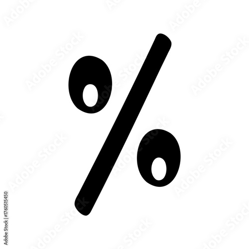 Bold percentage sign stands out prominently against a clean white backdrop