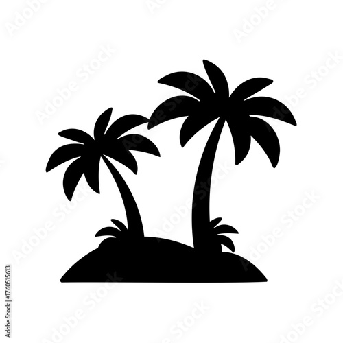 Two palm trees on a small island, an inviting tropical paradise