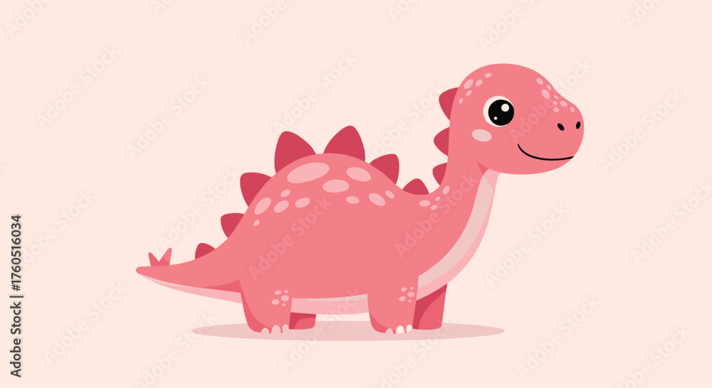 Obraz premium A cute pink dinosaur with scales on its back.