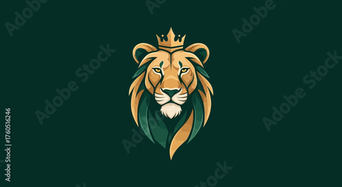 Majestic lion with golden crown radiating power and pride, perfect for a bold logo or impactful branding that demands attention and exudes confidence