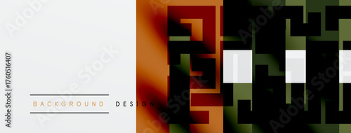 Abstract geometric design. Blocks overlap, creating depth. Warm colors dominate right side, white left. Modern aesthetic.