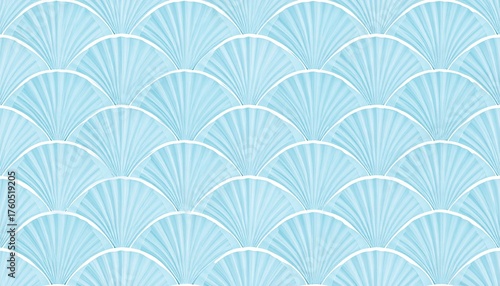 Seamless Scallop Wave Pattern Light Blue Pastel Background