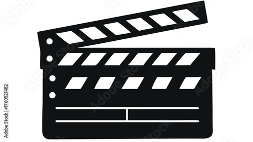 Dynamic film slate icon for cinema projects, filmmaking industry, and creative visual story telling productions