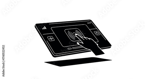 Finger interacting with a modern touch screen device for digital input.
