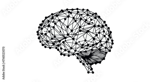 Abstract digital network representing a human brain's complex connections and intelligence.