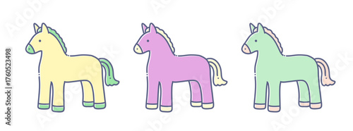 シンプル線画　かわいい馬のイラスト